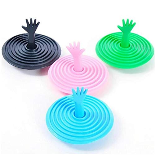Bath Drain Stopper Plug Silicone Shower Bath Tub Cute Hand Shape Leak Proof Cup Cover Bathroom Shower Sink Drain Plug Covers Rubber Seal Lid Cap Green