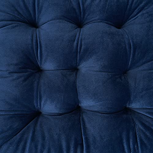 ELFJOY Set of 4 Square Chair Pads Indoor Seat Cushions Pillows with Ties Thick Soft Seat Cushion for Kitchen Dining Office Chair (18.8\", Navy)