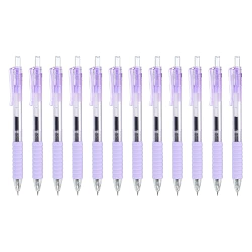 PATIKIL 12 bolígrafos retráctiles punta fina 0.5mm tinta morada