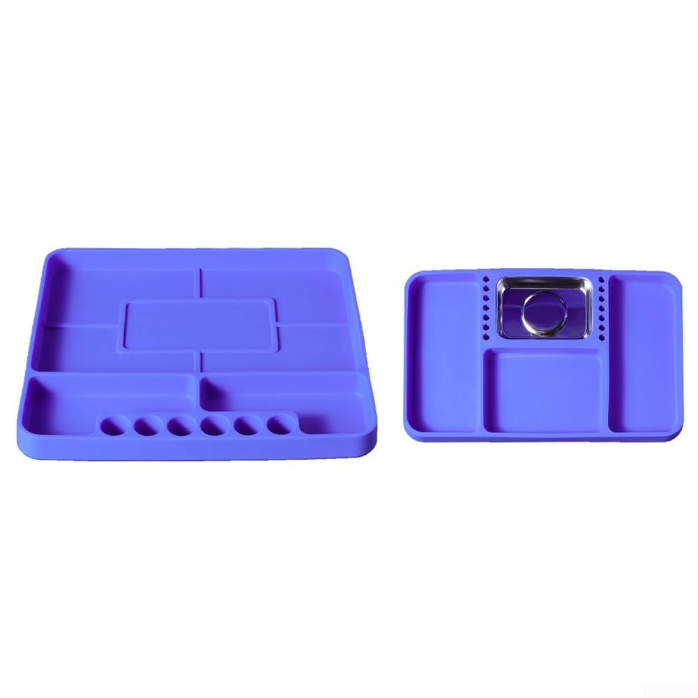 Vassoio porta attrezzi in silicone con tappetino magnetico blu