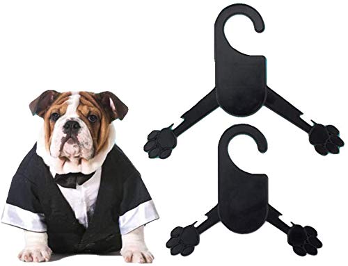 Delifur Pet Apparel Hangers Pink and White Plastic Dog Clothes Rack Hanger Pack of 10 (S, Black)