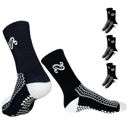 atletico 3 Pairs Grip Socks | Anti-Slip | Athletic Socks for Soccer Football Basketball Sports Pilattes