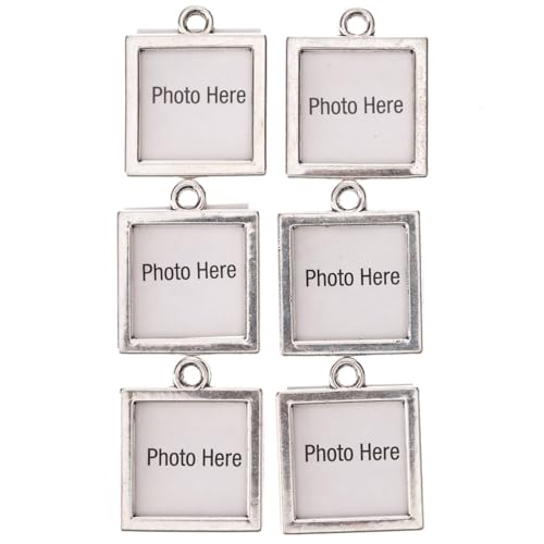Hobby Lobby Charm Me Square Picture Frame Charms, Antique Silver, 0.46 x 0.38 inches, Pack of 6 (Set of 4)
