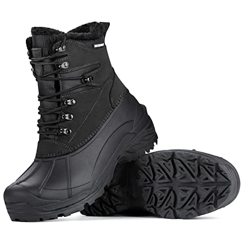 Free Soldier Mens Snow Boots Warm Fleece Lining Winter Ski Shoes Waterproof Insulated Booties（Black 12 #TOP6