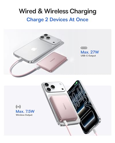 Image of Baseus Picogo Power Bank, 0.5 inch Ultra Slim 10000mAh MagSafe Portable Charger, Upgraded CCC Certified 27W Fast Charging Magnetic Battery Pack, Alloy Wireless Charger for iPhone 17 /16 /15 /14 /13 /12