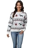 Aetosophis Ugly Christmas Sweater Women Funny Winter Warm Plus Size Christmas Santa Sweater Womens Oversized 2025 Trendy Holiday Long Winter Dressy Lightweight Pullover for Women 2026-C White-L
