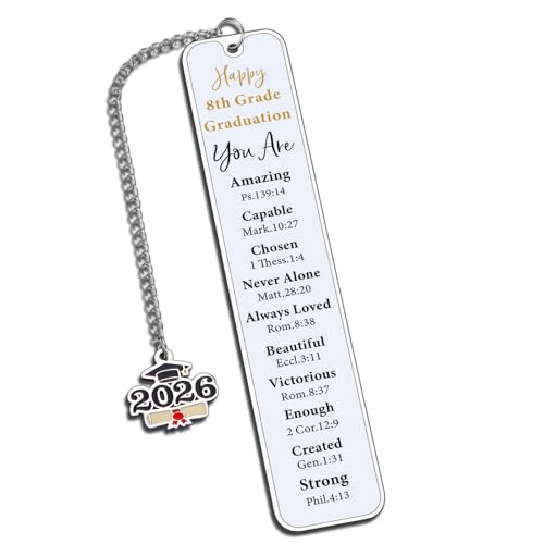8th Grade Graduation Bookmarks, Christian Graduation Gifts for Her Him, Graduation Bookmark for 8th Grade Middle School Grad Gifts for Women Men, Class of 2026 Decorations