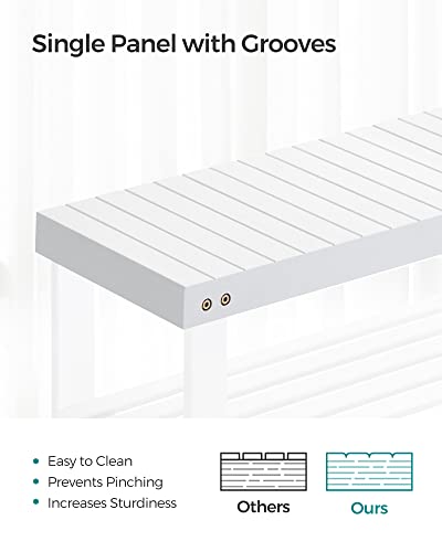 Image of SONGMICS Shoe Rack Bench, 3-Tier Bamboo Shoe Storage Organizer, Entryway Bench, Holds Up to 286 lb, 11.3 x 27.6 x 17.8 Inches, for Entryway Bathroom Bedroom, Cloud White ULBS004W01