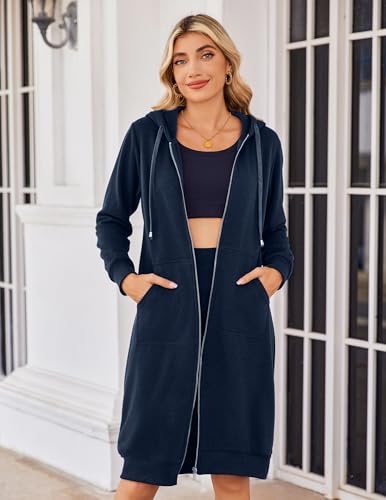 Zeagoo Women's Zip Up Hoodies Oversized Fleece Long Tunic Sweatshirts Casual Long Sleeve 2024 Fall Hoodie Jacket Coat