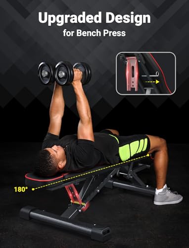 YOLEO 880LB Adjustable Weight Bench for Bench Press, MAX Foldable Weight Bench with Bench Press Stand/Extended Head for Home Gym/Full Body Workout 90 Degree Workout Bench User 6'56''(Max Version) - Thumbnail 4