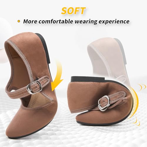 Image of BABUDOG Womens Mary Jane Flats with Strap,Faux Suede Black Flats Shoes,Flats Shoes Women Dressy Comfortable
