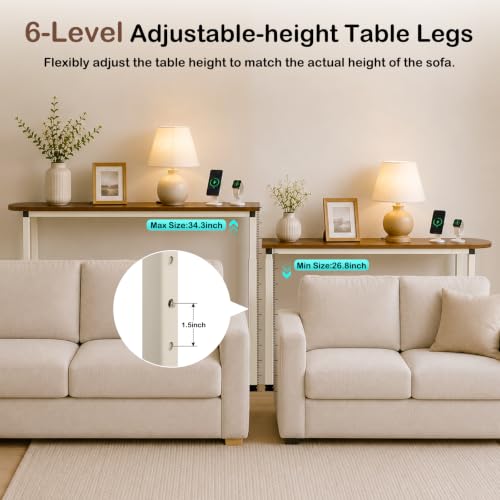 Image of Narrow Console Table, 102.4 inch Sofa Table Adjustable Height Behind Couch Table