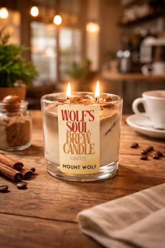 Image of Wolf's Soul Brew Coffee Latte Ice Candle | Luxury Cafe-Inspired Scented Candle | Dual Wick | Rich Coffee Aroma | Premium Home Decor & Gift