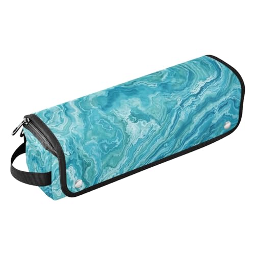 Bolsa de viaje para herramientas de cabello con tapete resistente al calor impermeable y portátil para planchas y rizadores, color turquesa
