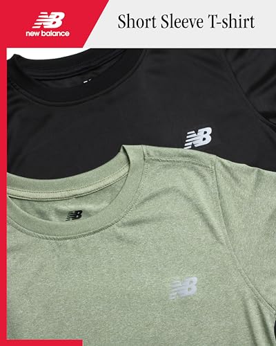 New Balance Boys Tshirts - 2 Pack Crewneck Short Sleeve Boys Athletic Shirts Dry Fit Kids Activewear (Sizes: 8-20)2