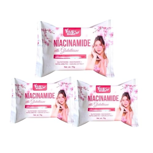 Generic BMRS Niacinamide with Glutathione Soap, 3 Bars x 70g, 2.49 Ounce (Pack of 1)