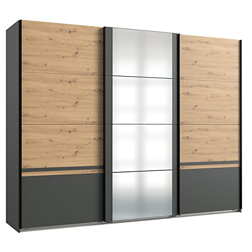 Lomadox Schlafzimmer Möbel Set, 4-teilig (ohne Beleuchtung!), in Graphit mit Artisan Eiche Nb. – Bild 7