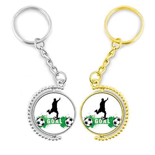 Porte-clés de football doré en métal brillant avec texte gravé