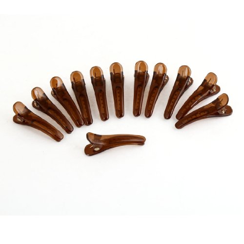 uxcell Hairdressing Clear Brown Plastic Hairclips Barrettes 12 Pcs