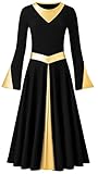 MOLLDAN Praise Dance Dresses for Women Fit Full Length Metallic Liturgical Worship Dress with Lining（258188-06-M