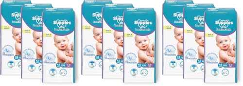 Image of Amazon Brand - Supples Premium Baby Diaper Pants | 84 Baby Diapers | XXL | 15-25 Kg | 42 x 9 Packs | 12 Hrs Absorption | Cushiony Cotton Soft Fabric | Phthalates-Free | Triple Leak Guard