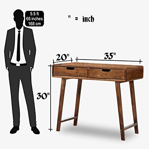 Image of SONA ART & CRAFTS Solid Sheesham Wooden Study Table for Students with Drawer Storage Computer Table for Home, Office Work, Desktop, Desk with 2 Open Compartments - Honey Finish