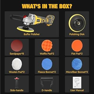Cordless Buffer Polisher for Dewalt 20v Max Battery, Brushless Rotary Car Buffer Polisher, Variable Speed 1000-6000 RPM, Detachable Handle Polisher for Car Detailing,Sanding Waxing (No Battery)