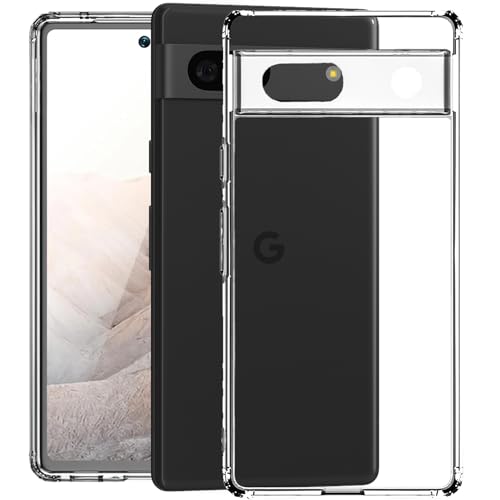 Image of KAPAVER Hybrid Crystal Clear Back Cover Case for Google Pixel 7a | Protective Shockproof Hard PC Soft Flexible TPU Cover