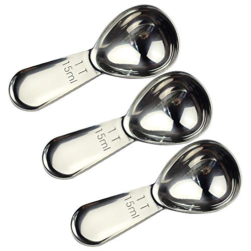 CoaGu 3pcs 15ml Coffee Scoops: Durable 18/8 Stainless Steel Tablespoons (1 Tbsp) for Precision Coffee Brewing and Baking