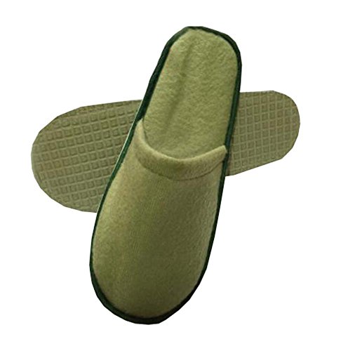 Black Temptation 5 Pairs Towelling Slippers Closed Toe Disposable Slippers Green Hotel Slippers