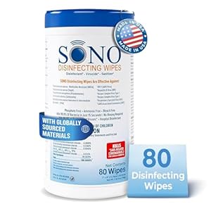 SONO Disinfecting Wipes – Alcohol-Free, No Bleach, Medical-Grade I Multi-Surface Cleaning for Home, School, Office, Hospital, Gym I Gentle on Electronic Devices I Everyday Use I 80 CT