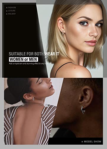 Diamond Shaped Huggie Hoop Earrings for Women Men 14K Gold Plated Cubic Zirconia Cuff Earrings Stud Jewelry Gift3