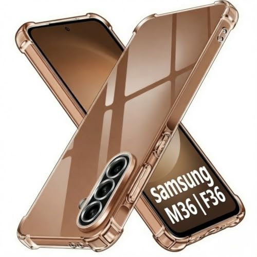 Image of Lustree Case for Samsung Galaxy M36 /F36 Black | Transparent Clear TPU, 4 Corner Air Cushion Protection, Camera Protection, Slim & Stylus Compatible With Samsung M36 / F36