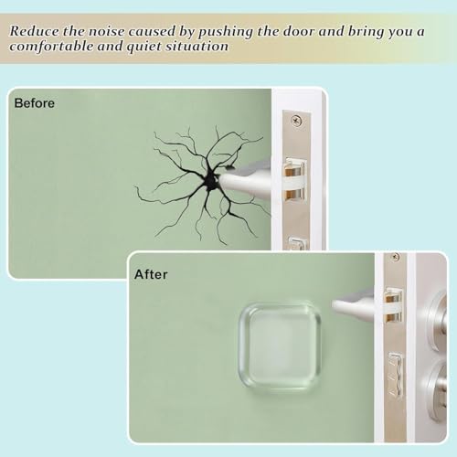 Image of Siara Silicone Wall Protector Door Stopper with Self Adhesive Backing | Door Handle Bumpers for Wall Furniture Cupboard Refrigerator Protection | Transparent Wall Guard - Square 6 Pieces