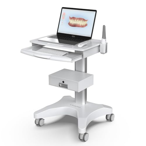 Medical Trolley Cart with Laptop Tray and Oral Scanner Holder, Mobile...