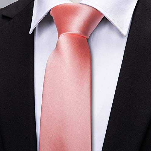 Image of Barry.Wang Plain Men Silk Ties Extra Long Satin Necktie for Wedding Business Handkerchief Cufflinks Set Solid Colors