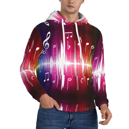Sweat à capuche en polaire imprimé notes de musique décontracté manches longues