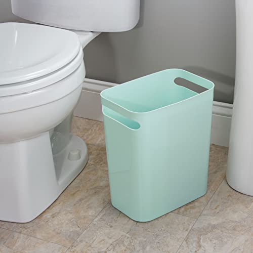 Mdesign Plastic Slim Large 2.5 Gallon Trash Can Wastebasket, Classic Garbage Container Recycle Bin For Bathroom, Bedroom, Kitchen, Home Office, Outdoor Waste, Recycling - Aura Collection - (Mint Green, Pack Of 1) #TOP5