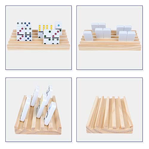 GOTHINK Wooden Domino Racks Set of 8 Trays with Felt Bottom for Mexican Train Dominoes Games, Non-Slip Domino Tiles Holders, Mexican Train Accessories for Adults & Kids - Dominoes NOT Included - Thumbnail 5