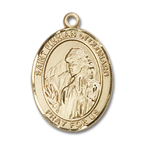 14kt Yellow Gold St. Finnian of Clonard Medal 1/2 x 1/4 inches
