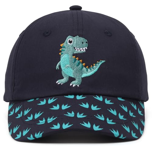 WILLPORT Embroidery Kids Adjustable Cotton Baseball Cap 2-5Y Navy Dinosaur