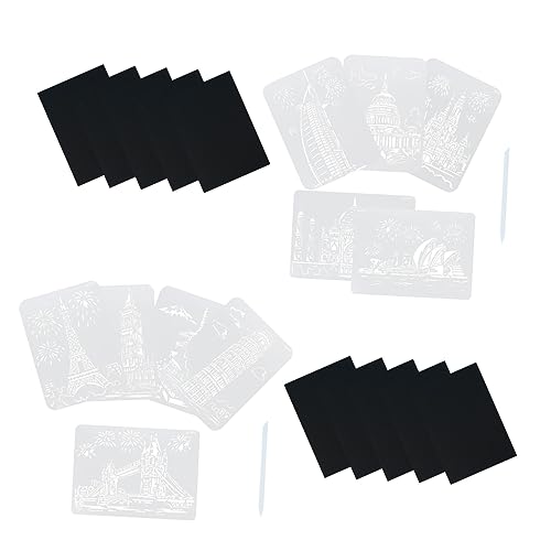 CIMAXIC 2 Pack DIY Scratch Painting Kit A4 Scratch Paper Set Templates Stencils 21x29cm Cardboard Pet Material for Boys and Girls' Art Craft