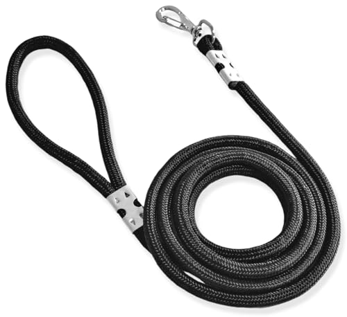 Guia para cachorros 1 a 10 metros guia longa para adestramento e passeios corda 10mm (Preta, 10 Metr