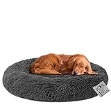 Cama para Perros y Gatos Mascotas Calentito Cojín Redondo Suave de Felpa para Perros Cachorros Gatitos Cama Impermeable Antideslizante Lavable a Máquina Duradera (100cm Gris Oscuro)