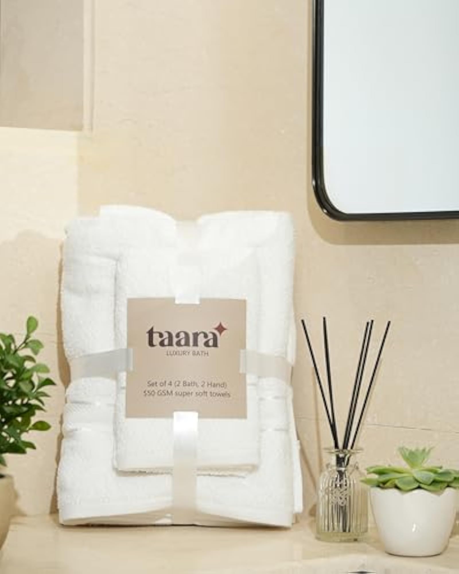 Premium 4-Piece Towel Set, 550 GSM Cotton, Elegant Gift