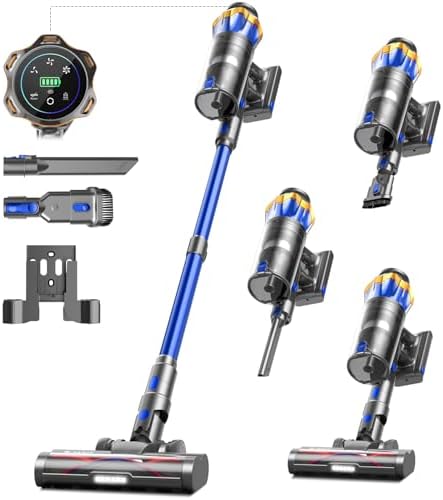 650W/55KPA Aspirateur Balai sans Fil 70min, 1.6 L Aspirateur sans Fil Puissant avec Rechargeable Support Mural, Brosse Anti-Enmêlement Améliorée et OLED Écran Tactile, pour Sols Durs/Animaux/Voiture2
