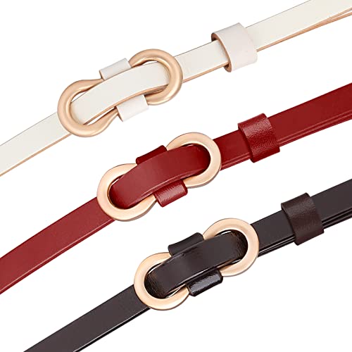 Catelles Womens Thin Dress Belts, 1Cm/0.4" Full Grain Leather Fashion Skinny Belt, Thin Wasit Belts For Ladies Girls #TOP1