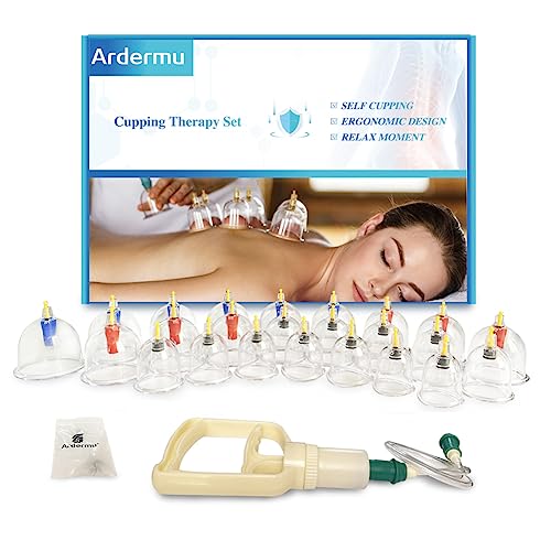 Juego de 24 Ventosas para Fisioterapia, Terapia Tradicional China, Con Mango de Bomba y Tubo de Extensión, Adecuado para Uso Doméstico, Masaje de Espalda y Cuello, Alivio Muscular