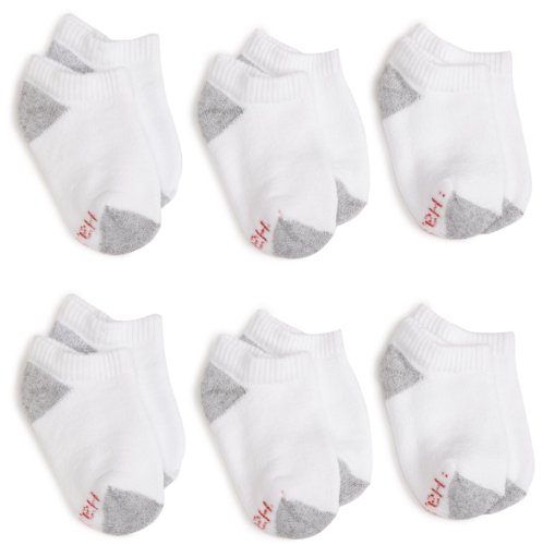 Hanes Ultimate Boys' Low Cut Socks, White/Grey Head, Small