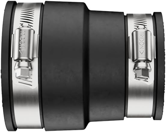 Fernco P1056-150/125 Flexible PVC Pipe Coupling Cast Iron, Plastic or Steel Plumbing Connections, 1-1/2" x 1-1/4", Black